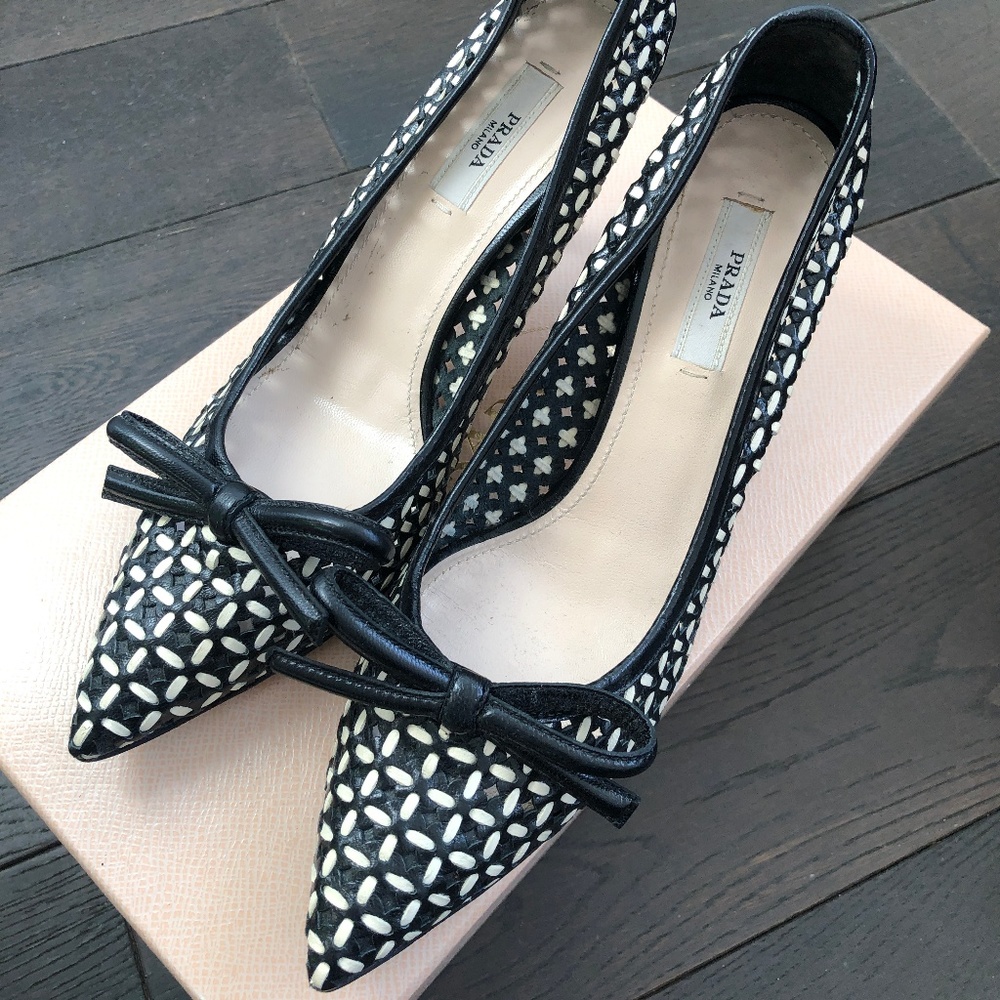 PRADA Laser Cut Leather Pumps